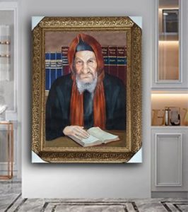 ציור מיוחד של בבא סאלי על רקע ספרי תורה להדפסה על קנבס או זכוכית