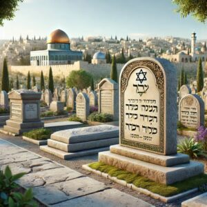 הדמיית מקום קבורתו של הרב מרדכי שרעבי בהר המנוחות בירושלים. | צילום יהודי